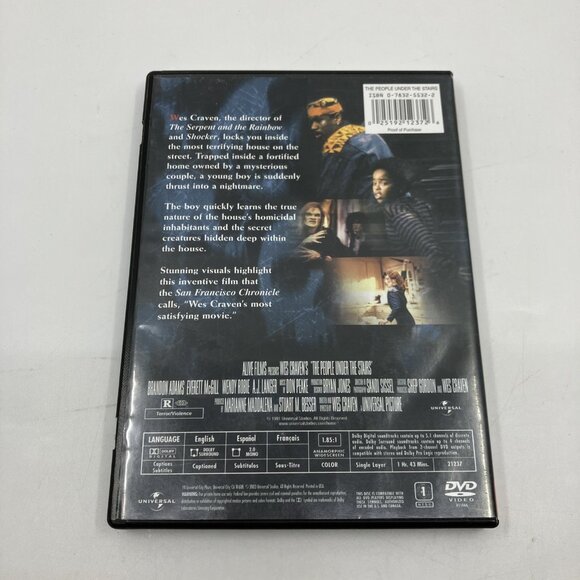 The People Under the Stairs DVD Horror Wes Craven Widescreen - Picture 3 of 5